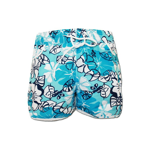 Womens Swim Shorts Printed Board Shorts Summer Quick Dry Drawstring Beach Trunks